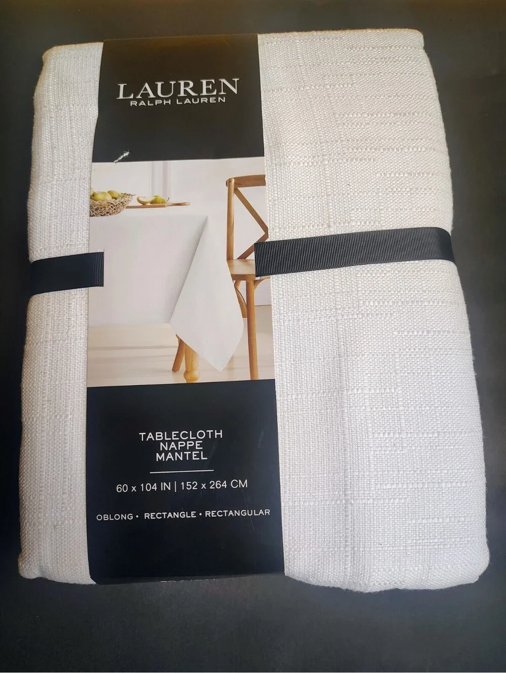 Lauren Ralph Lauren White Tablecloth 60x104 Oblong Rectangle Textured NWT